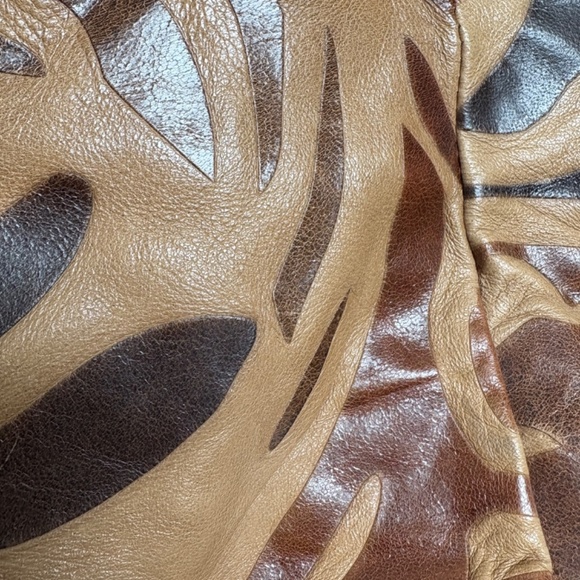 bag tote shoulder large MONTINI leather brown tan sack travel 18x14x12 unlined - Picture 5 of 16